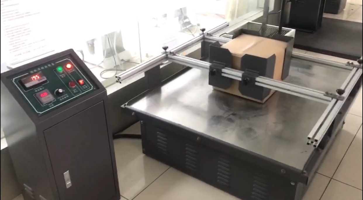 Packaged appliance undergoing transit-readiness testing